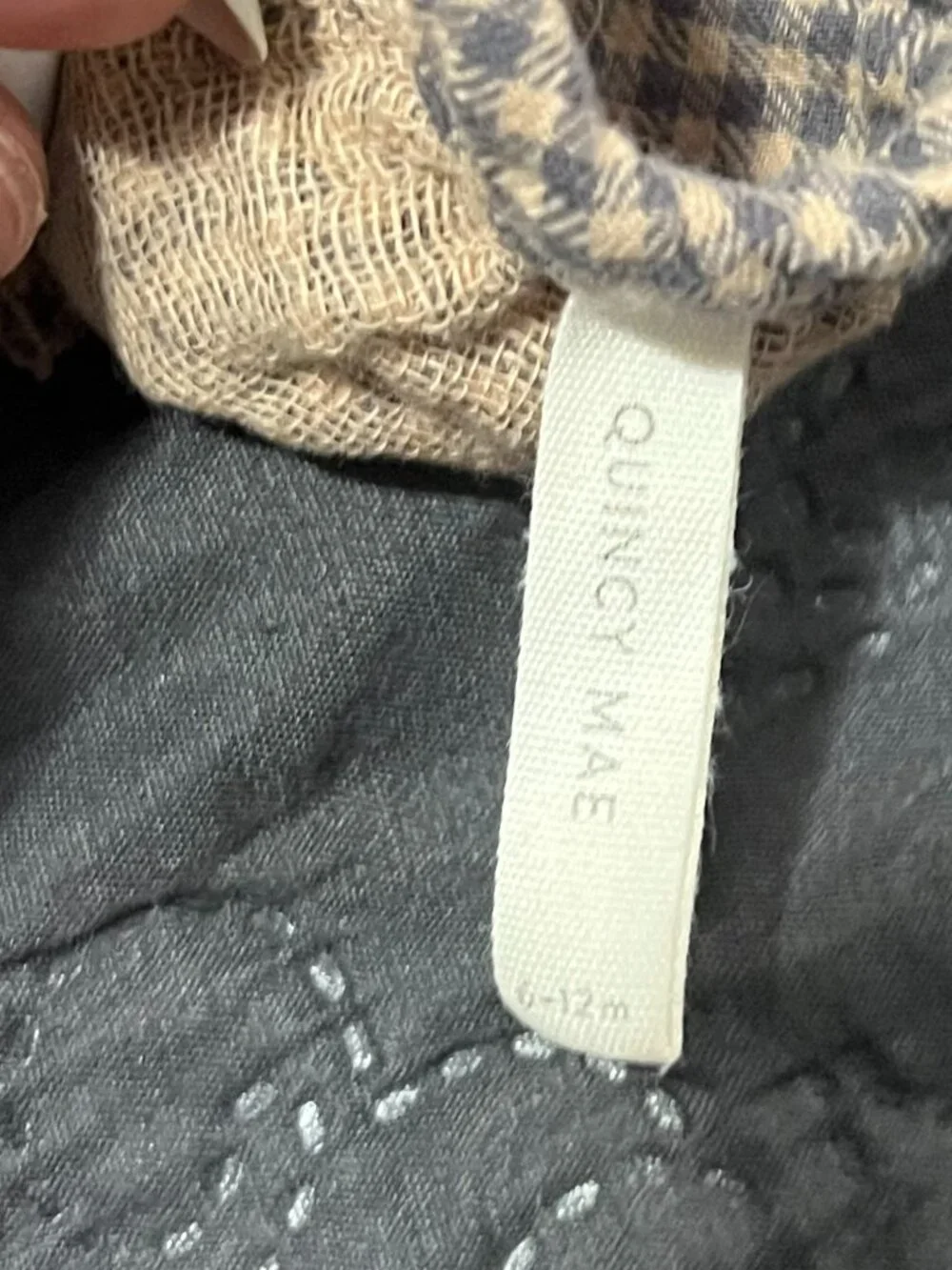Quincy Mae Indigo Gingham Woven Baby Bonnet